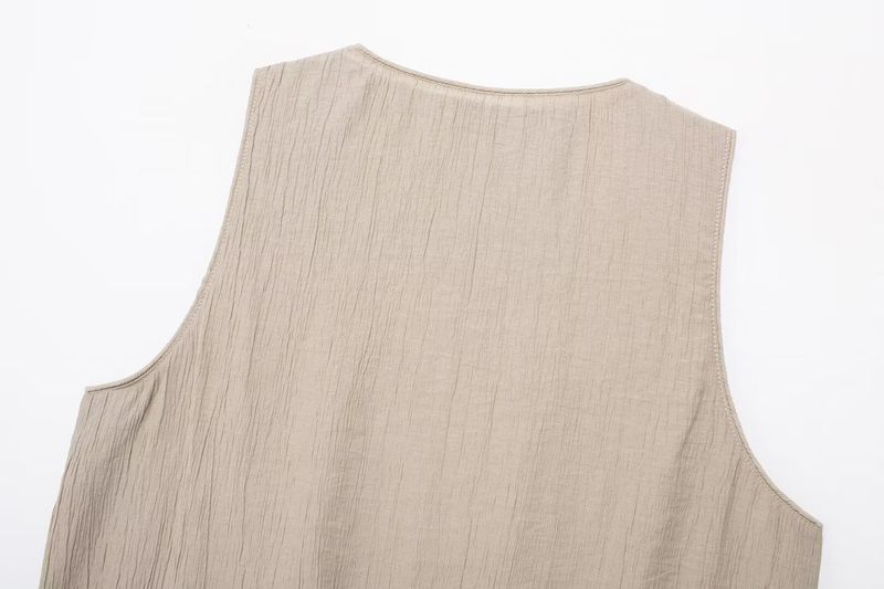 Damenbekleidung Textur Weste Top Langer Rock_voghion.com