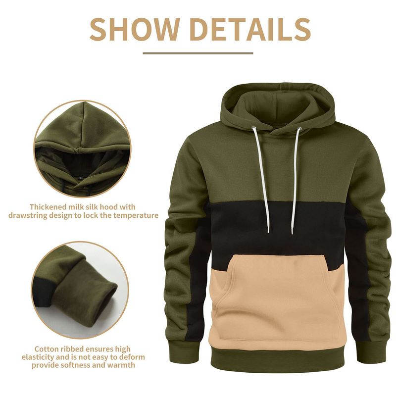 Herrenbekleidung, trendiges, farblich passendes Sweatshirt mit Spot-Print, Etikett, Kapuzenpullover, lässige Sportjacke, Sweatshirt für Herren_voghion.com