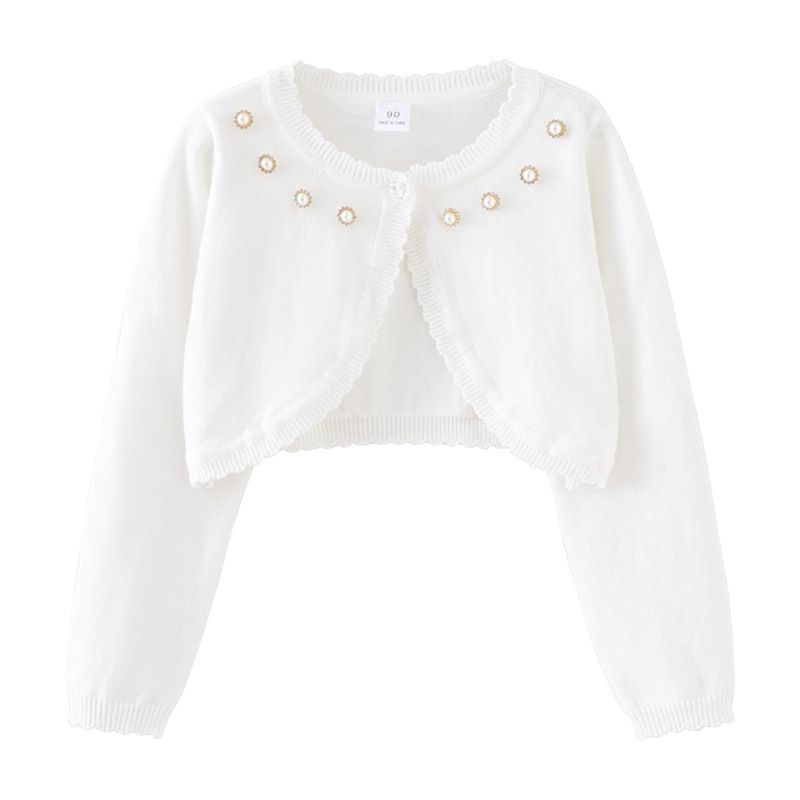 Mit Glitzer verzierte Strickjacke für Mütter und Kinder für Mädchen – Langärmliger Pullover mit offener Vorderseite aus weicher Baumwollmischung, perfekt für Kleider und formelle Anlässe_voghion.com