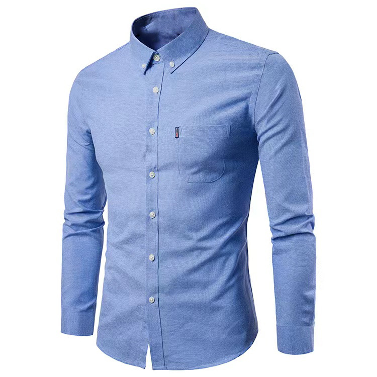 Nuova camicia a maniche lunghe Oxford Spinning Edizione coreana Non stirabile Slim Fit Tinta unita Abbigliamento casual da uomo per il centro_voghion.com