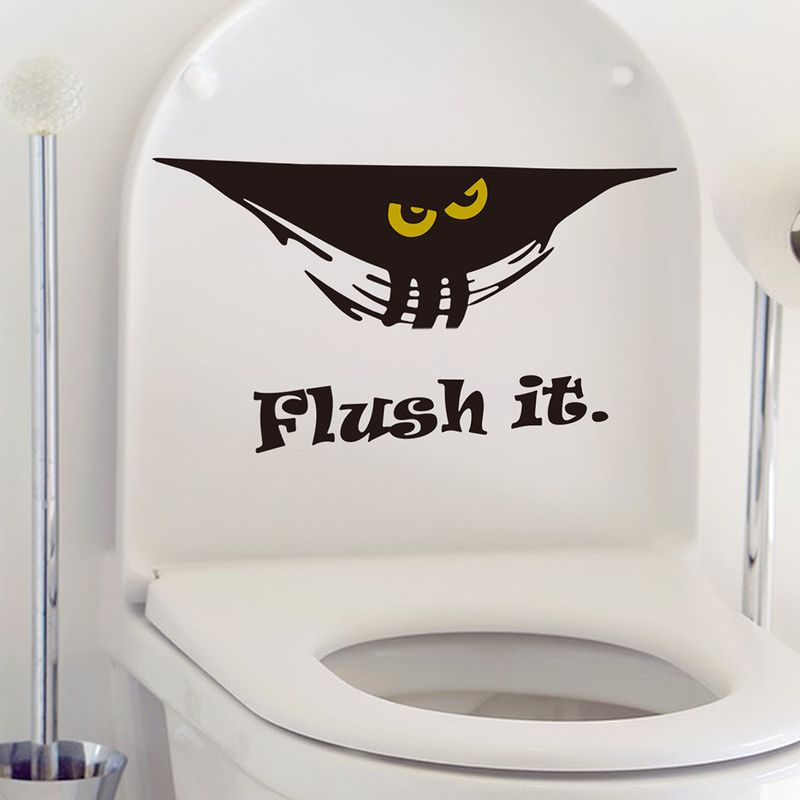 Adesivo da parete per decorazione camera da letto studio personalizzato N1402 con WC Ghost Face Flush it in PVC nero_voghion.com