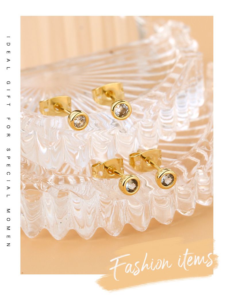 Sier Needle Zircon Female Temperament Simple Geometric Round Ear Bone Studs Mini Earrings_voghion.com