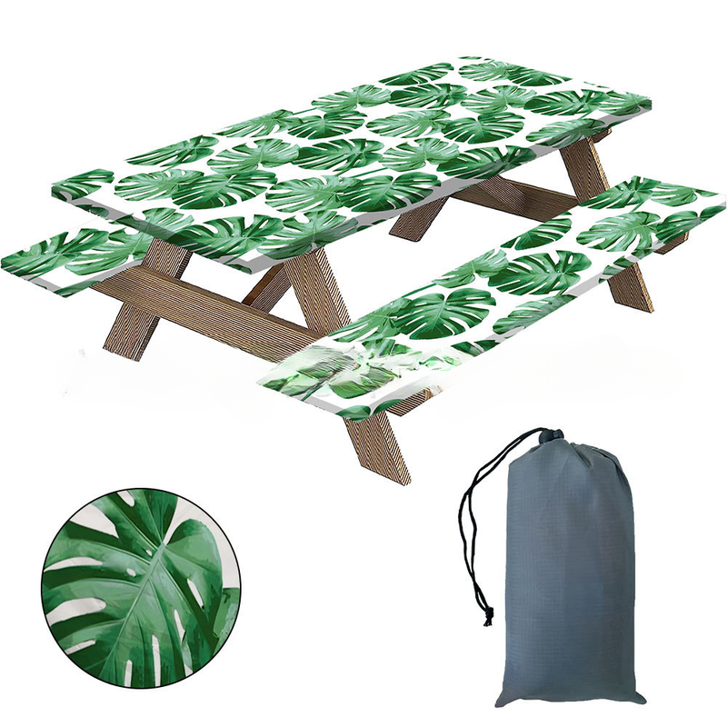 2025 New Garden Three-Piece Set Picnic Tablecloth Stool Full Polyester Micro Elastic Table Cover Waterproof Oil-Proof_voghion.com
