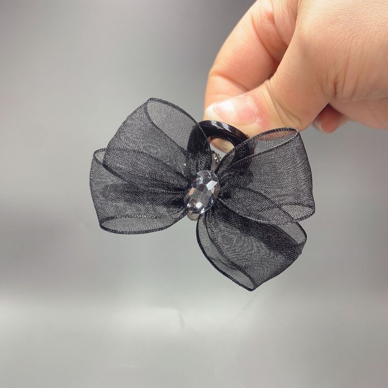 Koreanische Version des leichten Luxus voller Diamantschleife, kleiner Greifclip, eleganter Prinzessinnenclip, seitlicher Ponyclip, Premium-Mesh-Halbkrawatten-Haarnadel_voghion.com