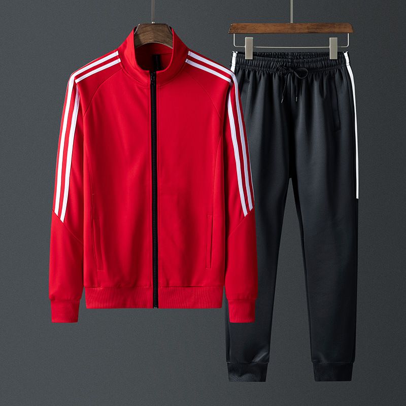 Men's Sports Suit New School Uniform Jogger Trendy Jacket Three-Stripe Casual Two-Piece Set_voghion.com