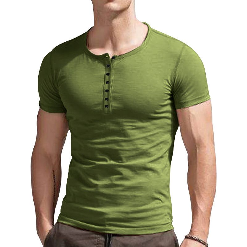 Maglietta dimagrante Henry Shirt da uomo, tinta unita, con bottoni, collezione estiva 2025, di qualità imbattibile_voghion.com