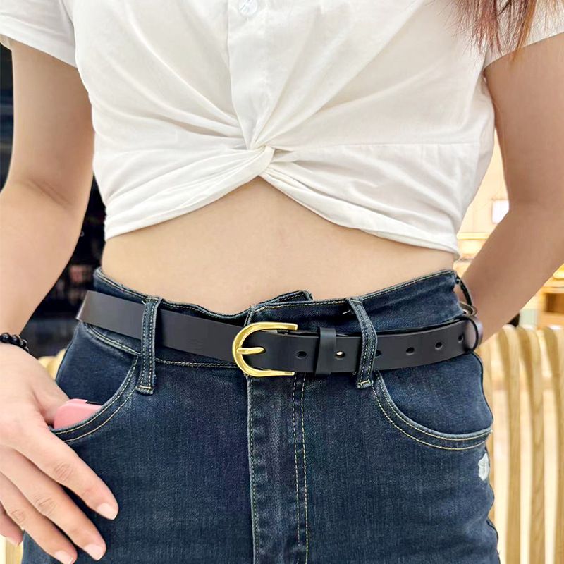 Top Layer Tree Gum Cowhide Pin Buckle Genuine Leather Casual Decorative Korean Style Simple Versatile High-end Sense_voghion.com