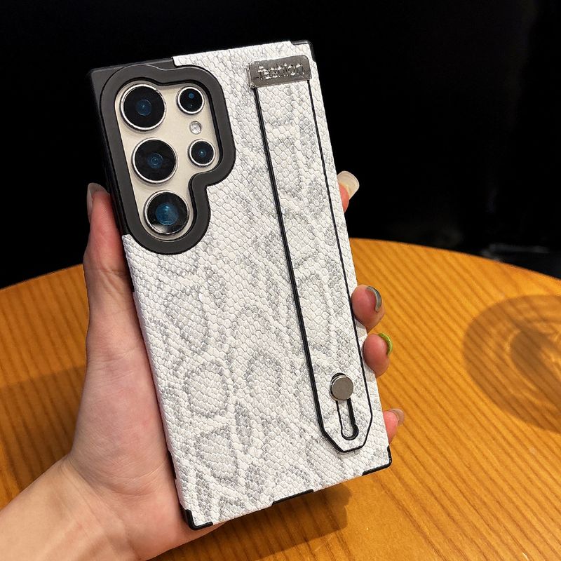Custodia in pelle con trama in pelle di serpente per Samsung S25 Ultra S24 Plus, custodia in silicone morbido con ricarica wireless magnetica_voghion.com
