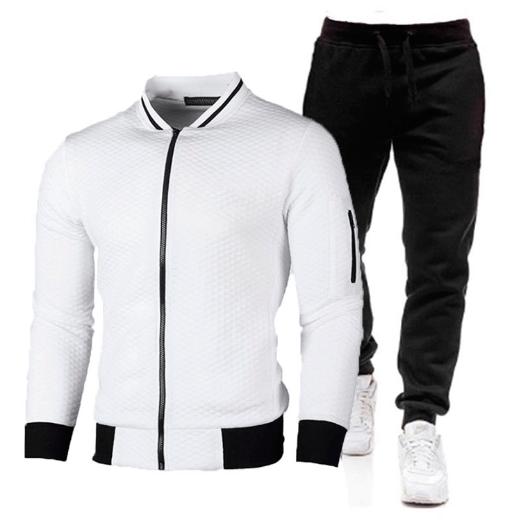 Suéter informal con cremallera y cuello alto para hombre, conjunto de cárdigan a cuadros liso, imprimible, 2021_voghion.com
