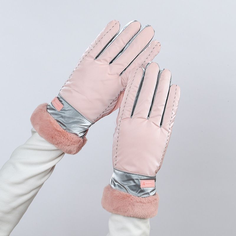 Women's Winter Gloves Cute Touchscreen Fleece Lined Thickened Five-Finger Student Cycling Warm Skiing Windproof_voghion.com