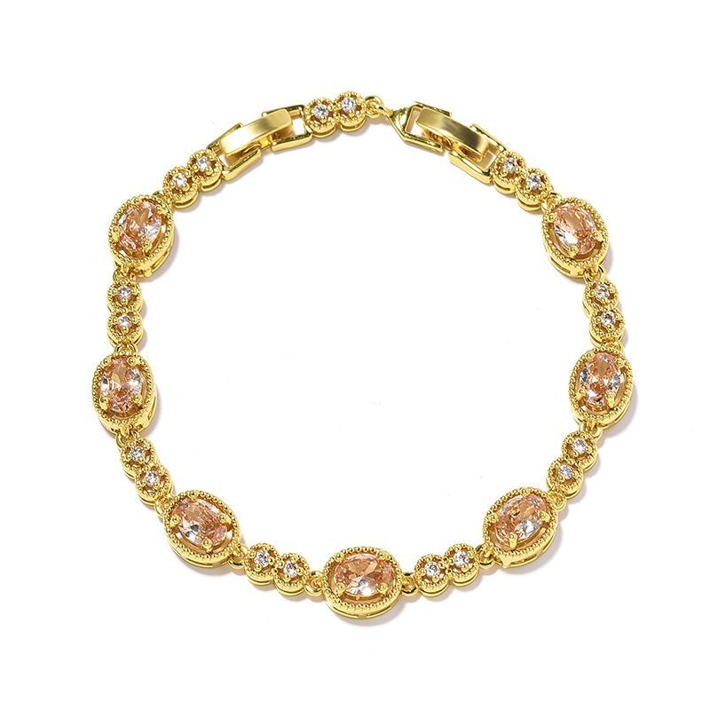 Korean Blue Color Treasure Rectangular Light Pure Handmade Inlaid Geometric Colored Zircon Bracelet For Women_voghion.com