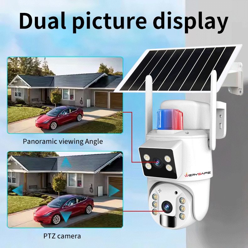 Cámara de seguridad solar: 8 MP, doble lente, a todo color, para exteriores, con intercomunicador de voz inteligente y visión nocturna ultra HD._voghion.com