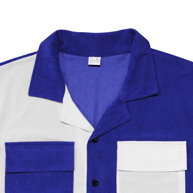 2024 Sommer Neue Herren Farbblock Ärmel Atmungsaktiv Freizeit Strand Hemd Kurze Taste Strickjacke_voghion.com