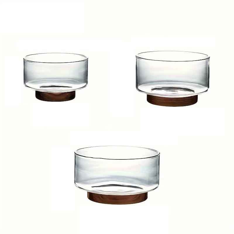 Glass Fruit Bowl Creative Large Salad Bowl Wood Base Snacks Popcorn Nuts Storage Bowls Home Christmas Snack Storage Container_voghion.com