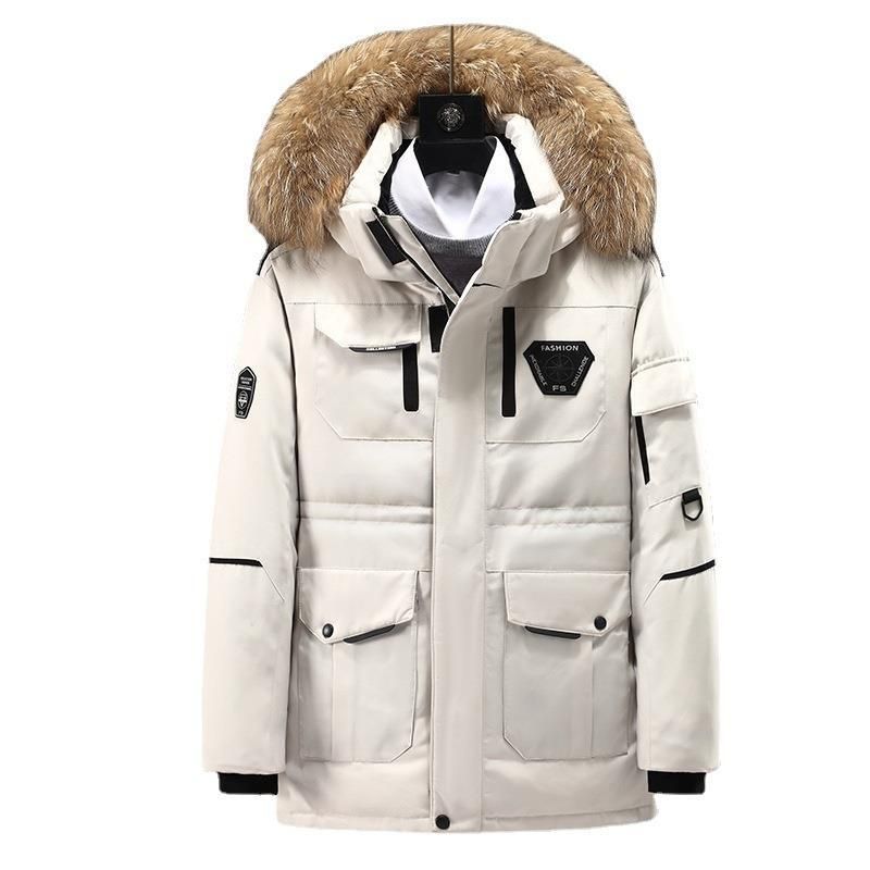 Laufende Daunenjacke im gleichen Stil für koreanische Arbeitskleidung, mittellang bis lang, verdickte Winterjacke für Herren im neuen Stil von 2023, Paarjacke_voghion.com