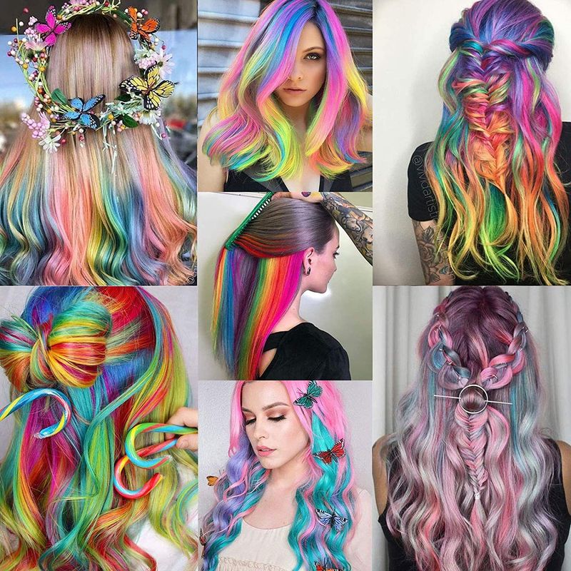Tinta per capelli ricci alla moda, tinta per orecchie, una carta colorata, un pezzo, parrucca per capelli ricci lunghi, una carta, pezzo per capelli con onde grandi e colorate_voghion.com