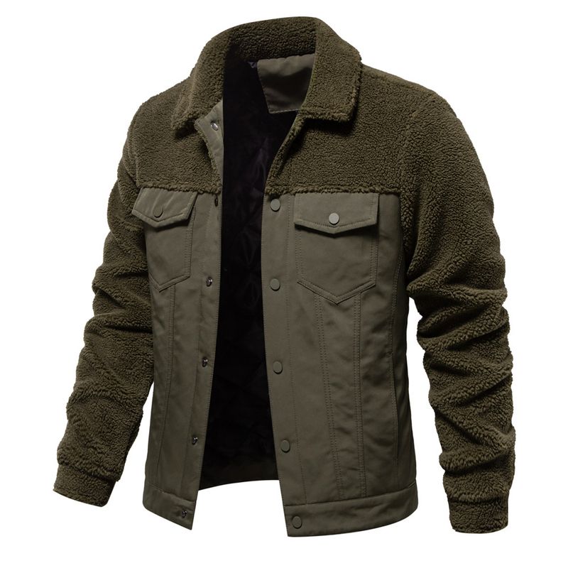 "Herren Patchwork Lammwolljacke – Herbst- & Wintermantel in europäischer Größe mit lässigem Cross-Border-Style (Schwarz/Khaki/Grün/Dunkelblau, S-XXL)"_voghion.com