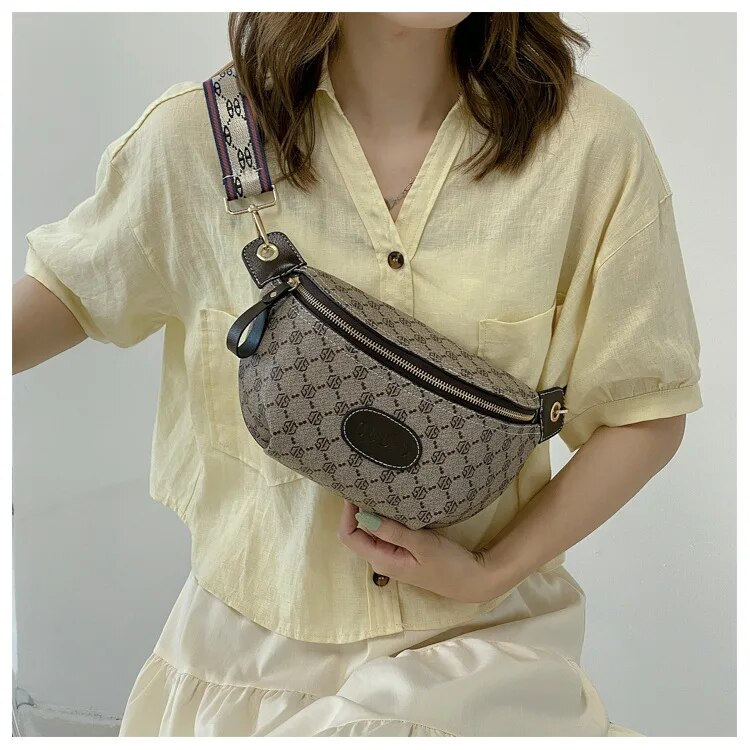 Geo Pattern Fanny Pack, Elegant Zipper Front Sling Versatile Chest Bag_voghion.com