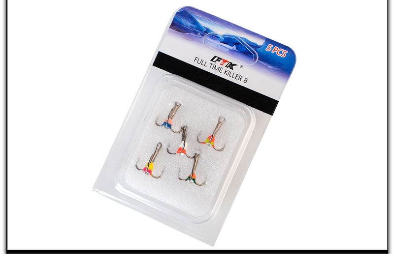 FTK Point Drill Ice Fishing 5 Pieces 0.57g Blood Groove High Carbon Steel Triple Anchor Colorful Fish Hooks_voghion.com