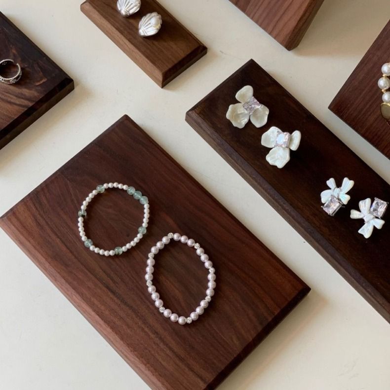 Solid Wood Jewelry Display Tray Counter Necklace Earrings Storage Trays Ring Bracelet Show Tray Small Jewellery Organizer Trays_voghion.com