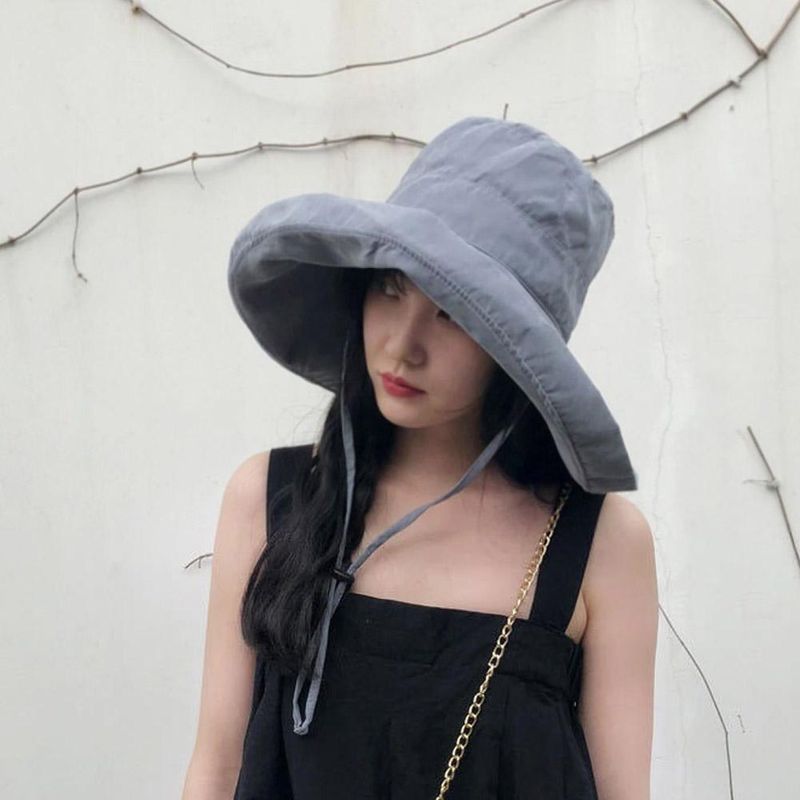 Neuheiten Frauen Vintage Rollbar Sonne Eimer Sommer Visiere UV Strand Breite Schutz Fischer Hut Kappe Faltbare Krempe A7T1_voghion.com