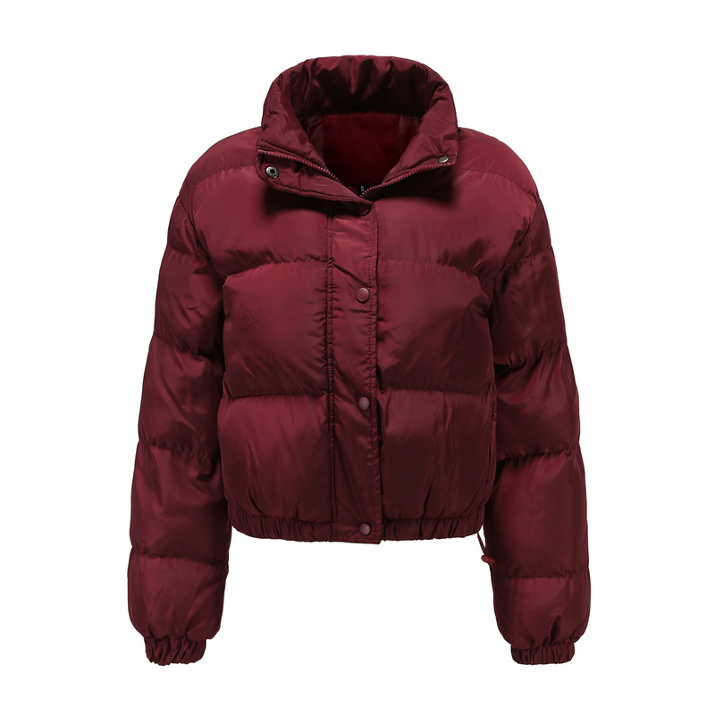 Women's fashion long sleeve high neck warm coat loose casual cotton-padded jacket_voghion.com
