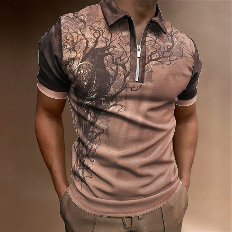 Sports style oversized shirt summer men's Polo short sleeve polyester 3D fashion trend brand printed top_voghion.com