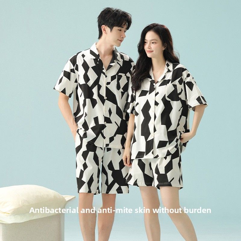 7A Antibacterial Boost! Pigiama da coppia in cotone Xinjiang, estivo, maniche corte e sottili, che unisce lusso e comfort._voghion.com