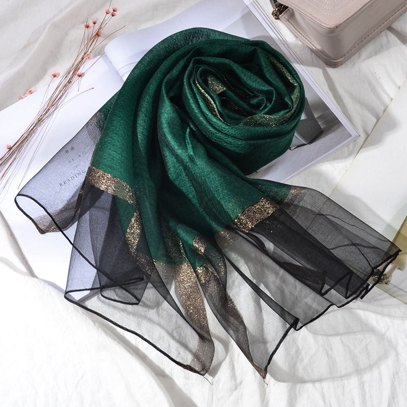 Versione primaverile e autunnale della sciarpa di seta di seta di gelso di moda in puro colore, sciarpa lunga in garza all-match da donna, sciarpa di seta dorata, scialle per protezione solare_voghion.com