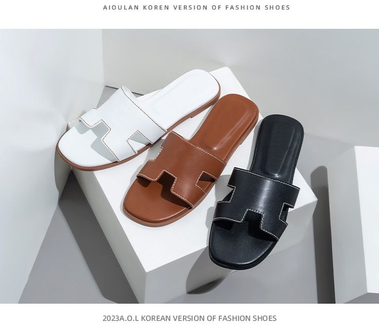 Ciabatte infradito in vera pelle, sandali tinta unita per scarpe da donna_voghion.com