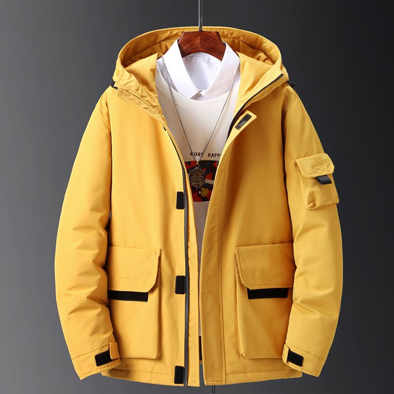 Korte stijl winter dikke witte eenden capuchon heren en dames werkkleding paar donsjack_voghion.com