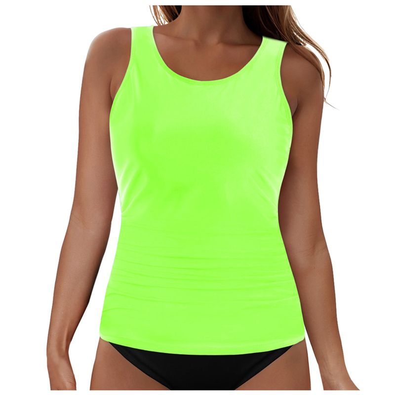 Women's Clothing Solid Color Split Swimsuit Solid Color Sexy Bikini Beach Hot Spring Swimsuit Single Top_voghion.com