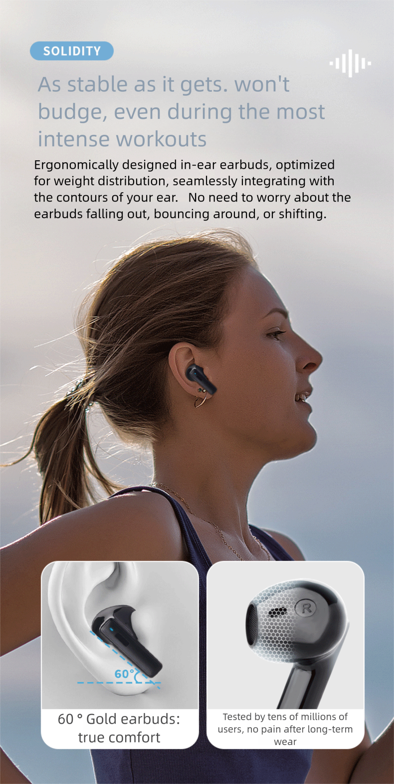 Cuffie auricolari in-ear wireless con doppia qualità del suono stereo, cancellazione del rumore Bluetooth, lunga durata e indolore, con stampo privato_voghion.com