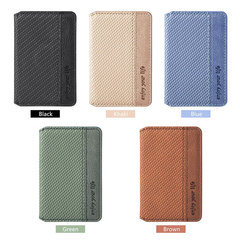 TechGlobe Phone Back Sticker 3M Adhesive Slot Holder Multi-Functional Clip PU Leather Simple Solid Color Card Case_voghion.com