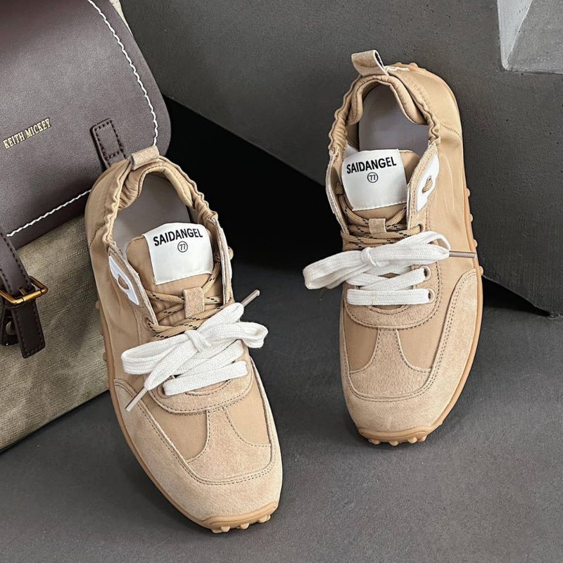 Scarpe da ballo da donna in pelle con doppio laccio, in stile europeo, per l'allenamento nel 2025, nuove scarpe casual con suola morbida e blocchi di colore_voghion.com