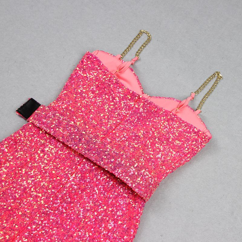 Roupas femininas estilo quente resistente brilhante ouro lantejoulas suspensório macacão europeu e americano moda celebridade festa banquete vestido_voghion.com