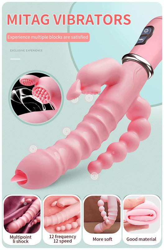 3 in 1 vibratore del coniglio del dildo impermeabile USB ricaricabile magnetico giocattoli del sesso del clitoride anale per le donne Coppie Negozio 22_voghion.com
