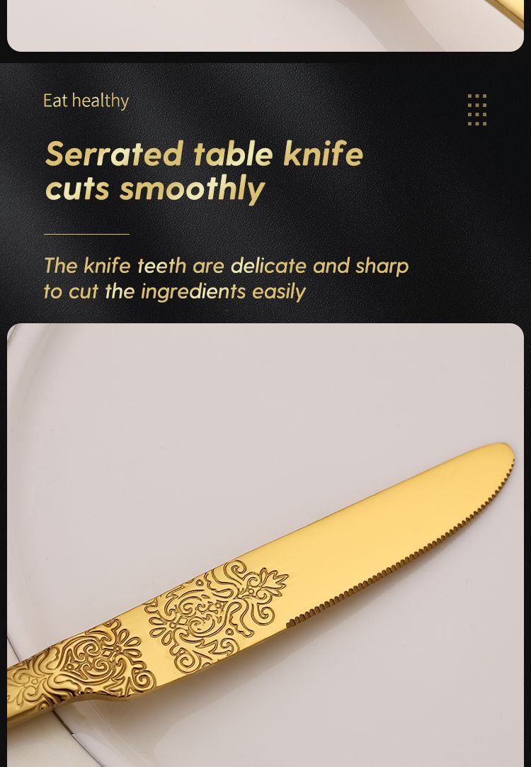 5-Piece Golden Cutlery - Carving Knife Set_voghion.com