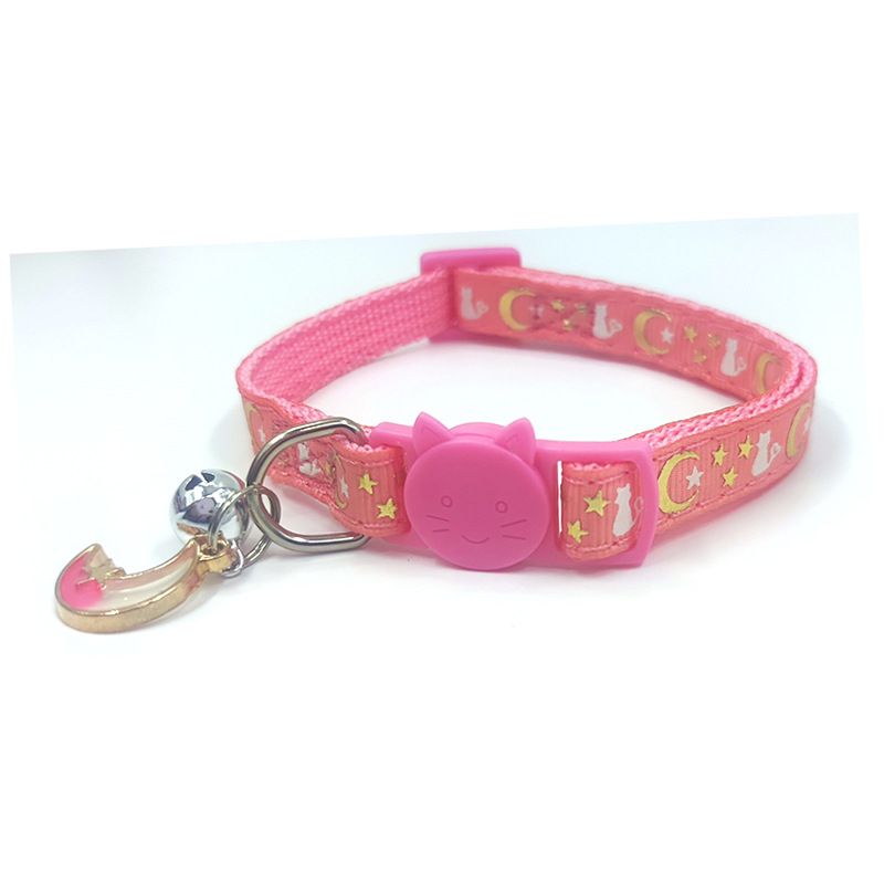 Goldprägung Neues Haustierband Stern Mond Katzenband Anhänger Halsband_voghion.com