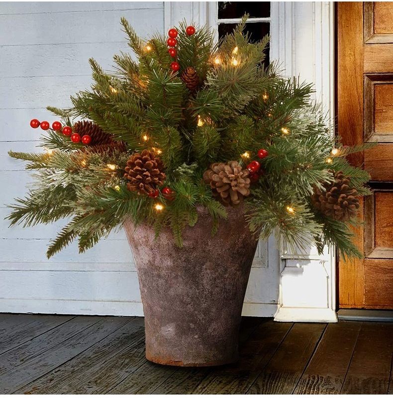 Künstlicher Weihnachtsbaum fühlt sich an wie ein echtes Skelett, Füllung, Beflockung, gemischte dekorative Lichterkette, LED-Lichtstreifenhalter_voghion.com