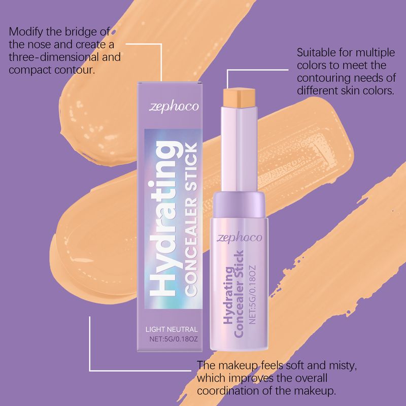 Zephoco Natural Color Täglich tragbar Glattes Gesicht Nasenschatten Kontur 3D Concealer Stick_voghion.com