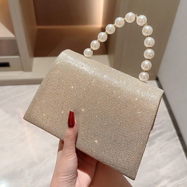 Borsa a mano con perline di nuovo stile da donna, adatta per banchetti e abiti da sera, piccola borsa quadrata_voghion.com