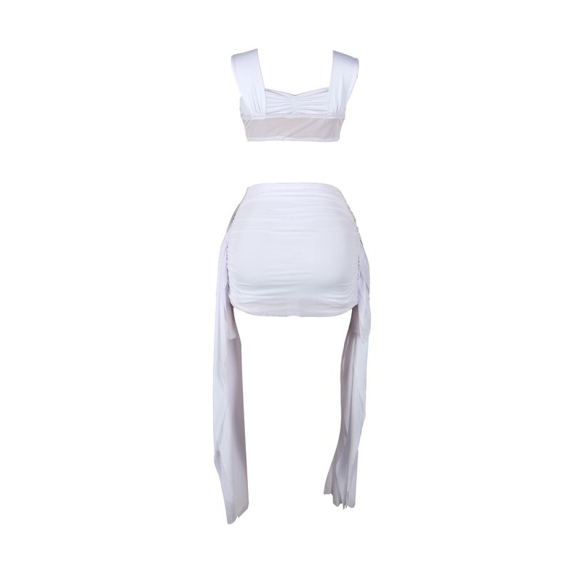 Ensemble deux pièces jupe à volants décontractée pour femme_voghion.com