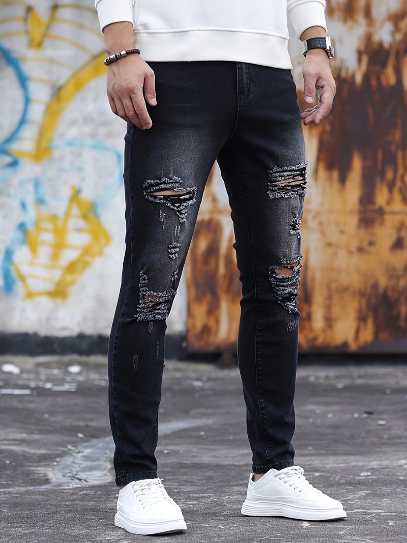 Basis herre skinny tight ripped denim nye herre skinnybukser_voghion.com