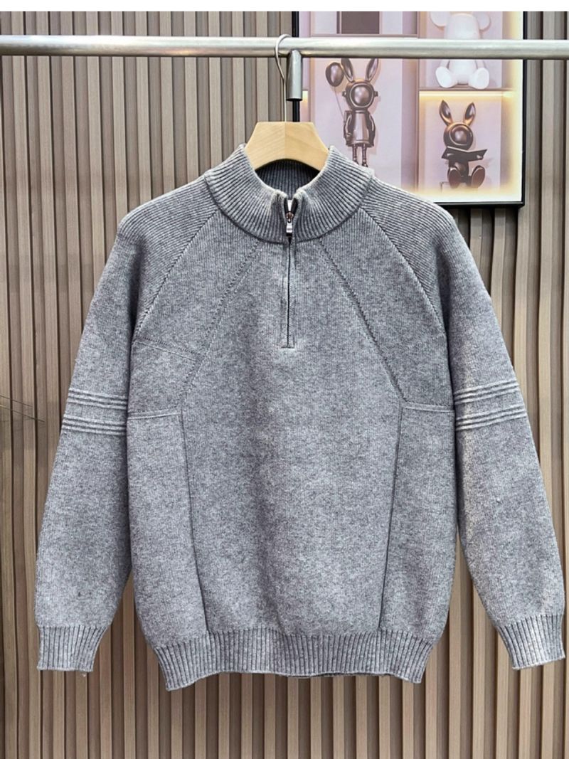 Pullover mit halbem Reißverschluss für Herren, vielseitiges Strickoberteil, Oberbekleidung für Herbst und Winter, halber Rollkragen, Business-Stil_voghion.com