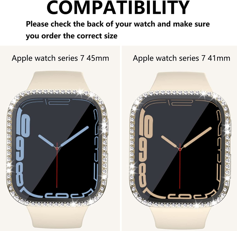 Glas+Watch Cover til Apple Watch 45mm 41mm 40mm 44mm 38mm 42mm Bling Case Diamond Bumper Protector til iwatchSE 8 7 6 5 4 3 2 1_voghion.com