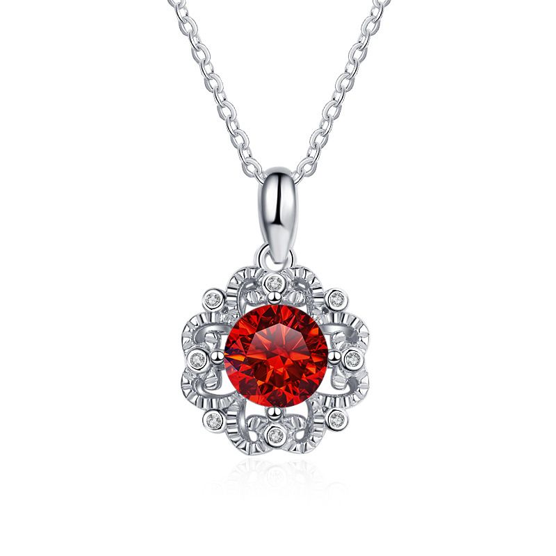 Tancise Moissanite Diamant 6,5 mm 1 karat Halskjede Til Kvinne Blomsteranheng Sølvkjeder Fest Brudesmykker Julegave_voghion.com