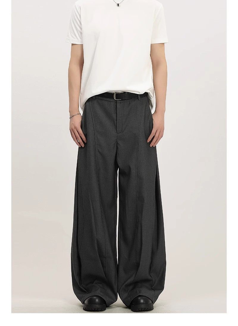Unisex Retro Wide-Leg Deconstructed Pants – High-End Drapery & Asymmetrical Hem For Work & Casual_voghion.com