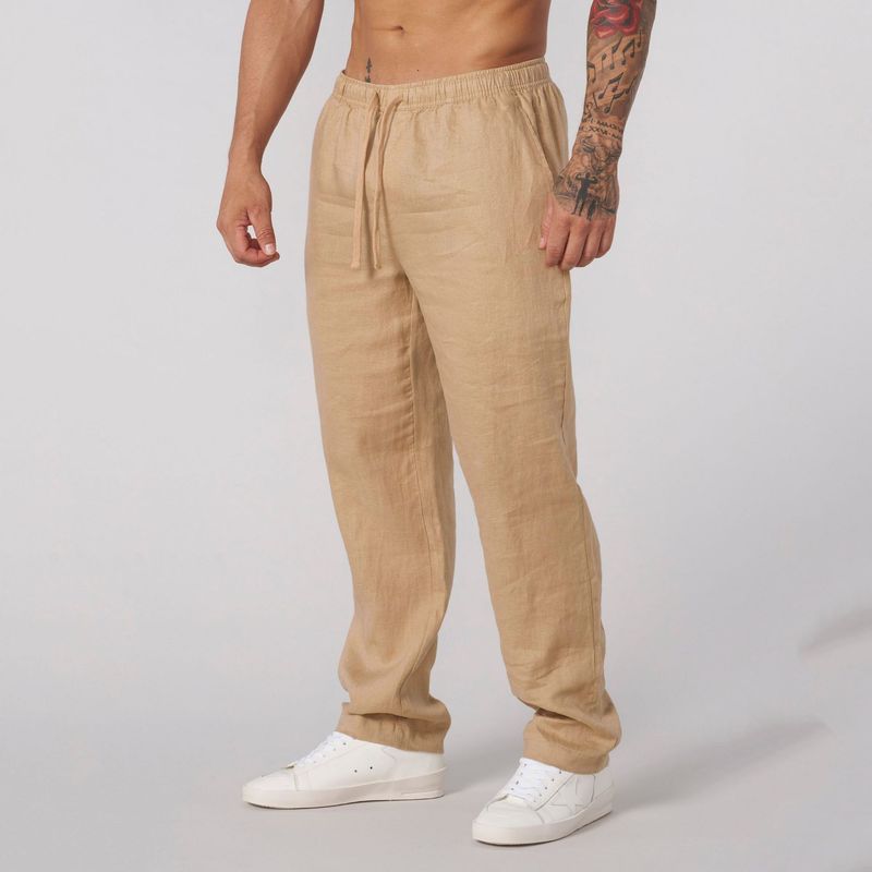 Pantaloni da jogging casual in cotone da uomo - Pantaloni traspiranti per casa e attività all'aperto (tinta unita, elastico in vita, diverse taglie, nero classico)_voghion.com