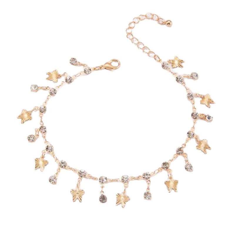 Neues, diamantbesetztes Fußkettchen im böhmischen Stil mit Schmetterlingsquaste und geometrischer Persönlichkeit, vielseitige Kette für Frauen_voghion.com